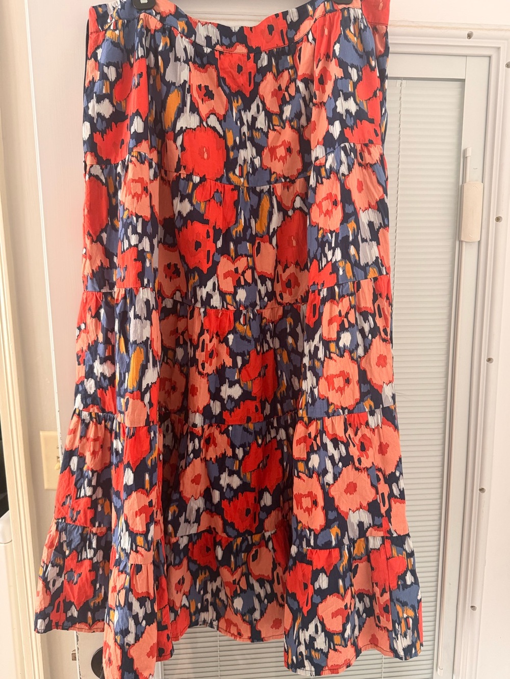 Boden Coral and Navy Maxi Skirt